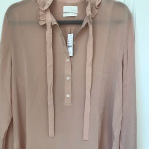 NWT J.Crew silk tie neck ruffle blouse. Size 14.